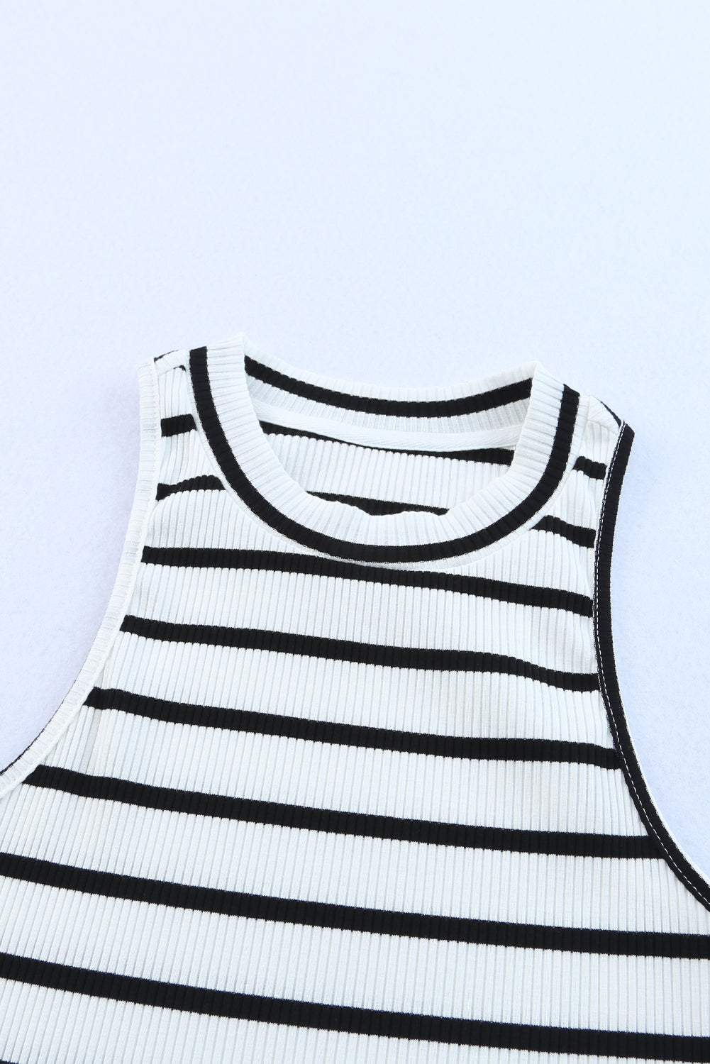 swvws Striped Ribbed Round Neck Tank