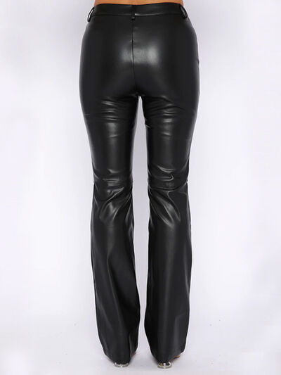 swvws PU Leather High Waist Straight Pants