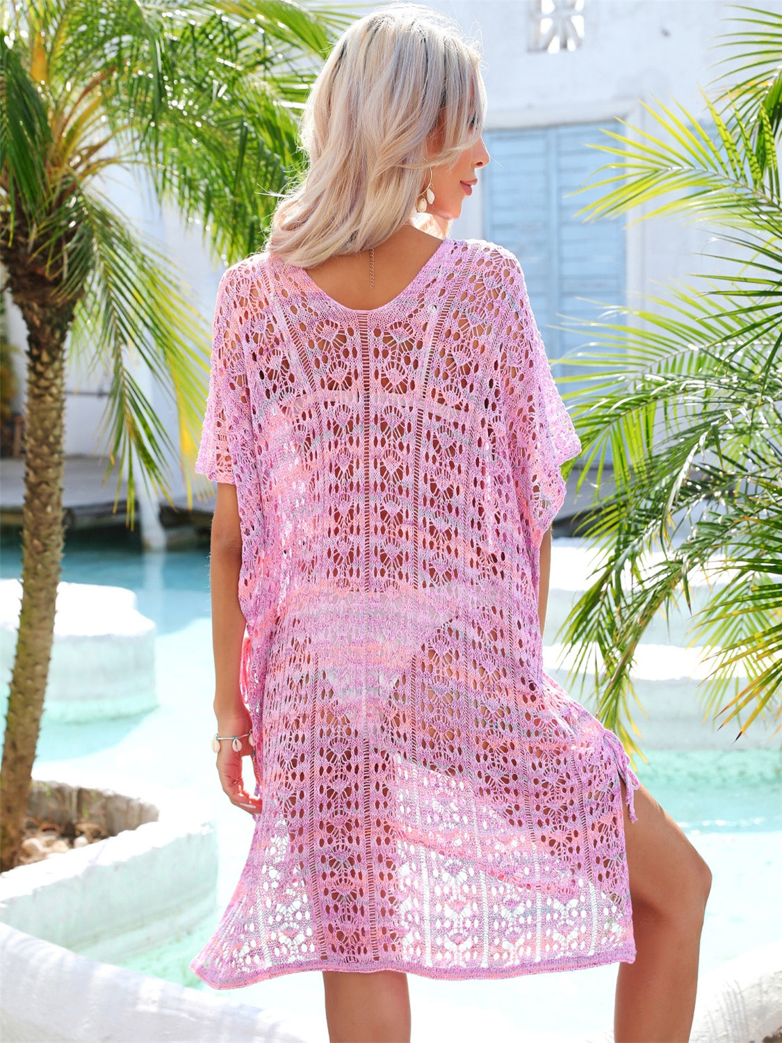 swvws Slit Openwork V-Neck Cover Up