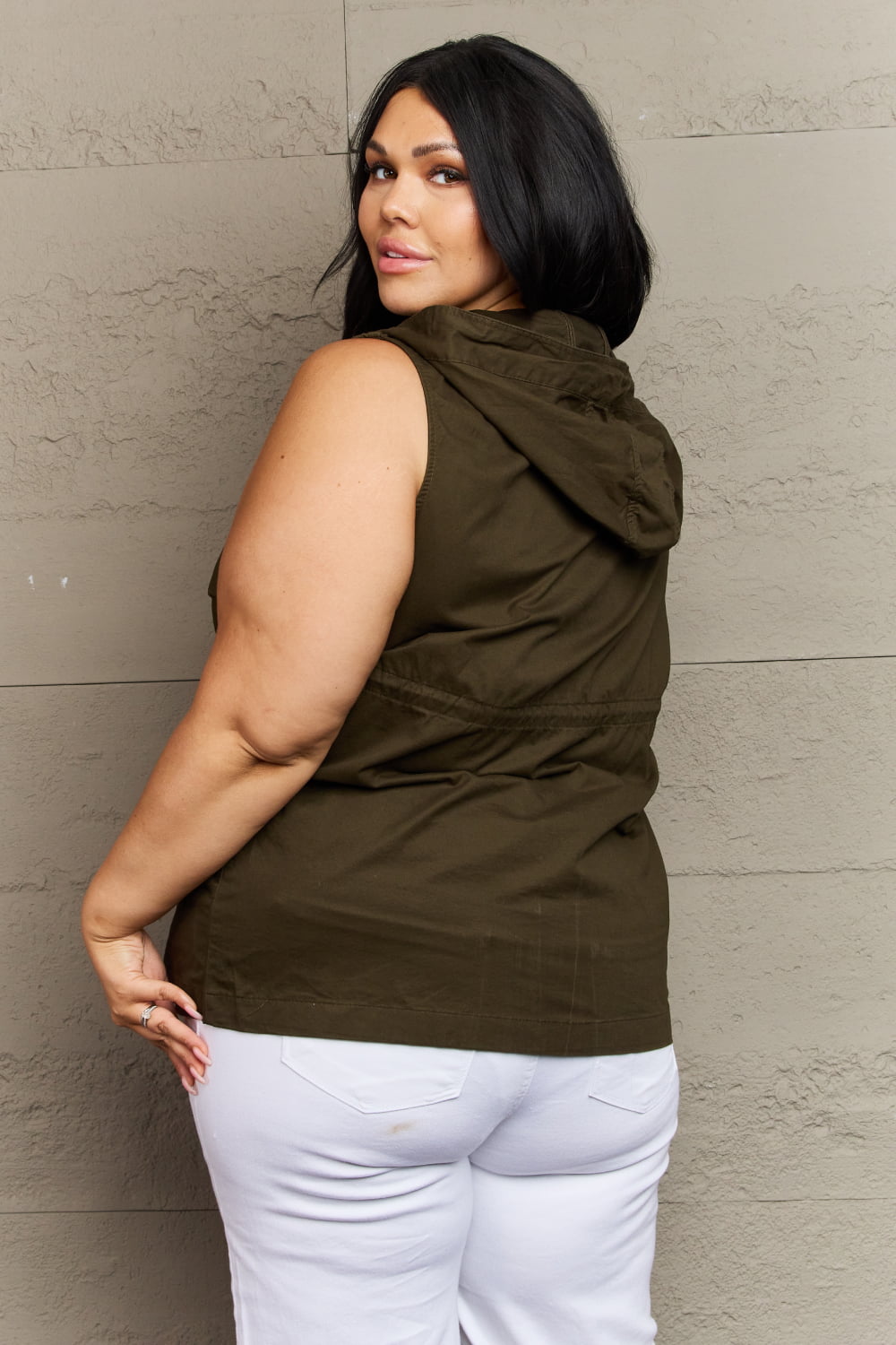 swvws Zenana More To Come Full Size Military Hooded Vest