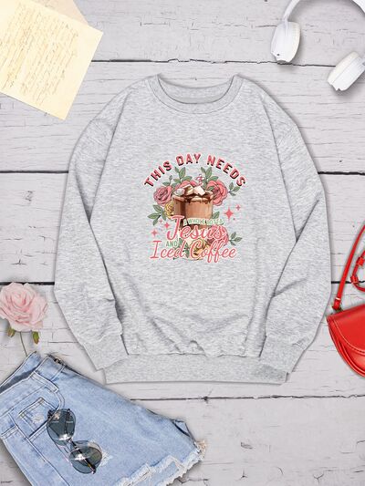 swvws Letter Graphic Round Neck Sweatshirt