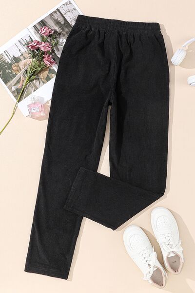 swvws Drawstring Straight Pants with Pockets