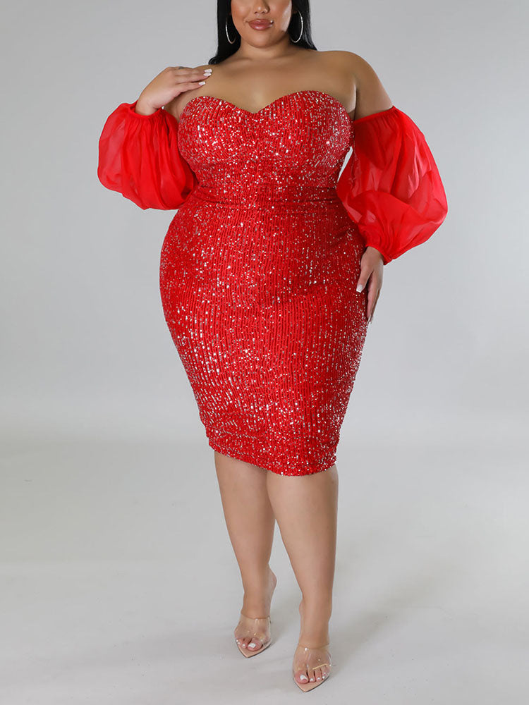 Sixsr Sequin Tube Midi Holiday Dress