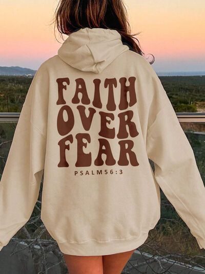 swvws FAITH OVER FEAR Dropped Shoulder Hoodie