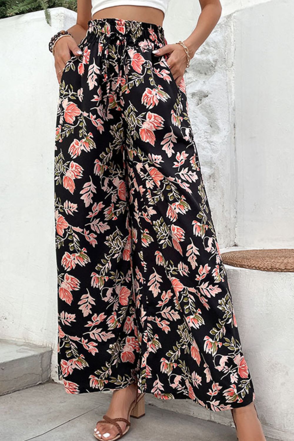 swvws Floral Pull-On Wide Leg Pants