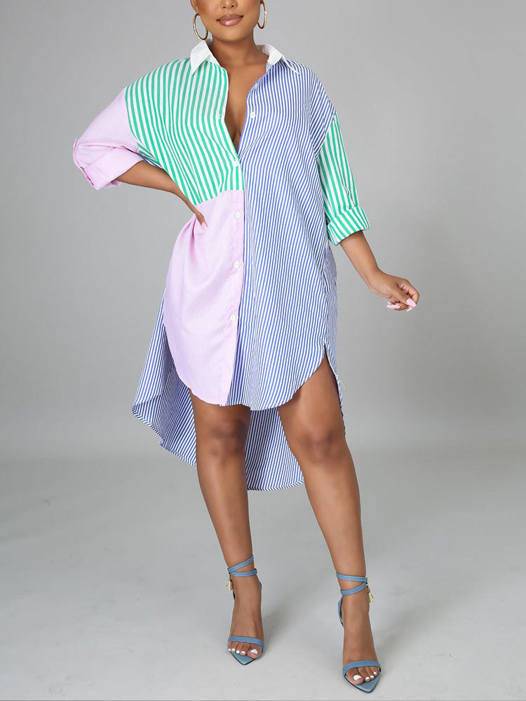 Sixsr Striped Shirt Dress