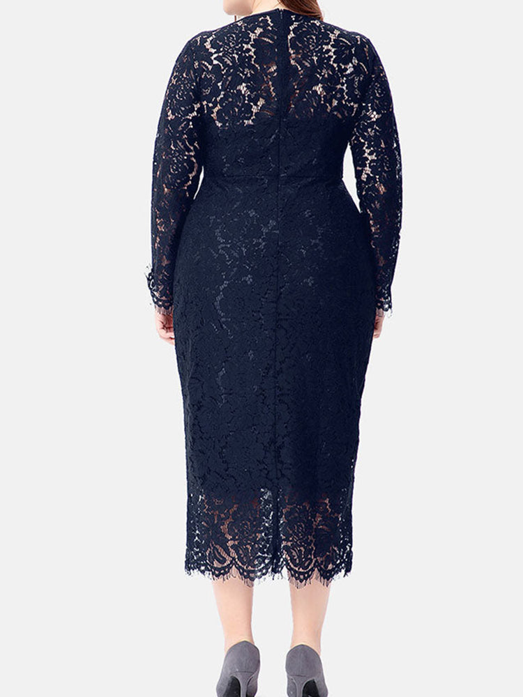 Sixsr Long Sleeve Lace Maxi Dress