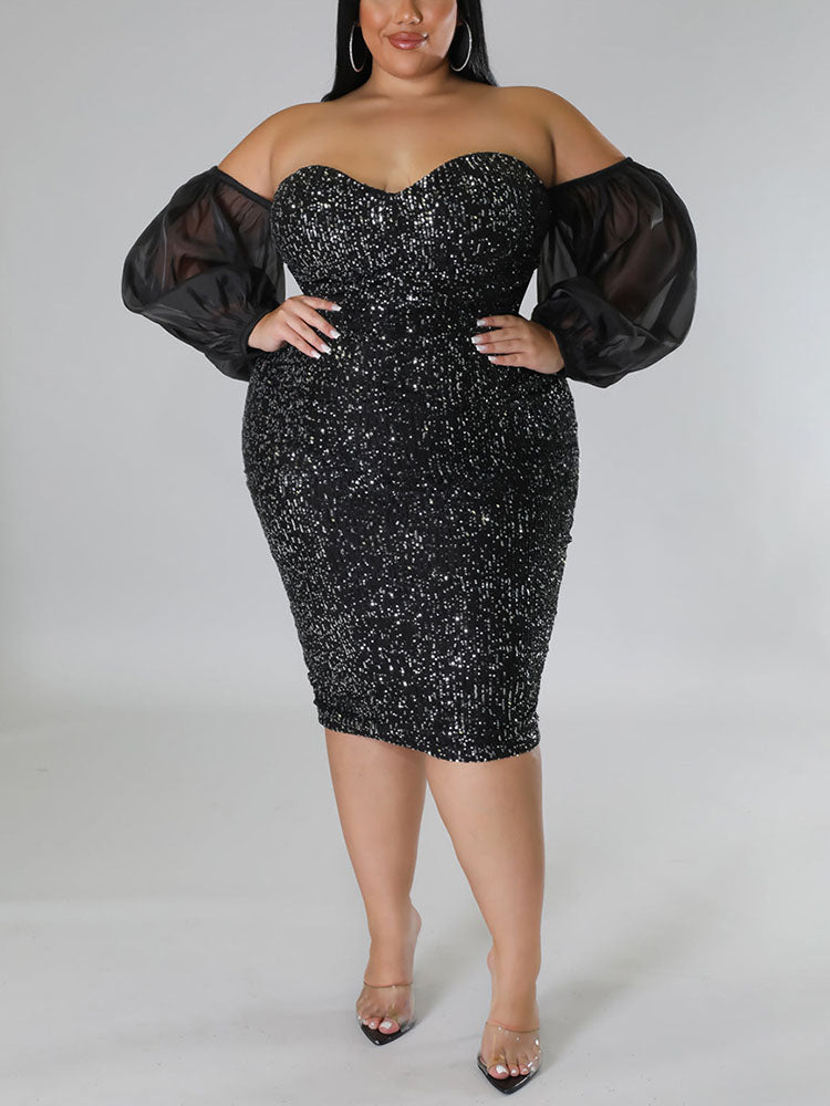 Sixsr Sequin Tube Midi Holiday Dress