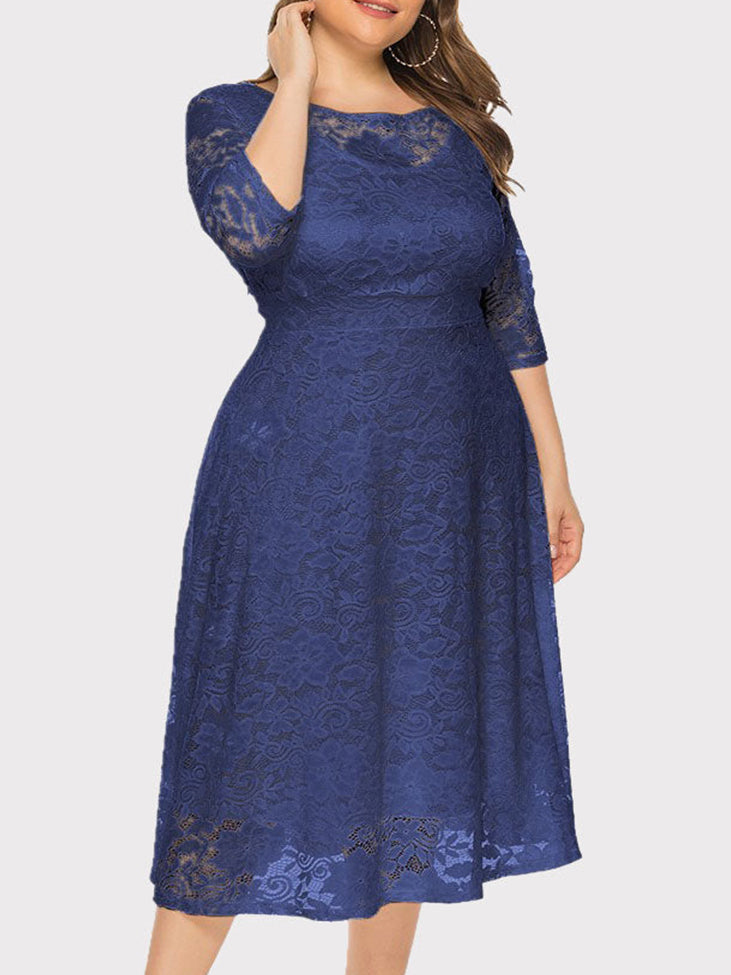 Sixsr Lace Evening A-Line Dress