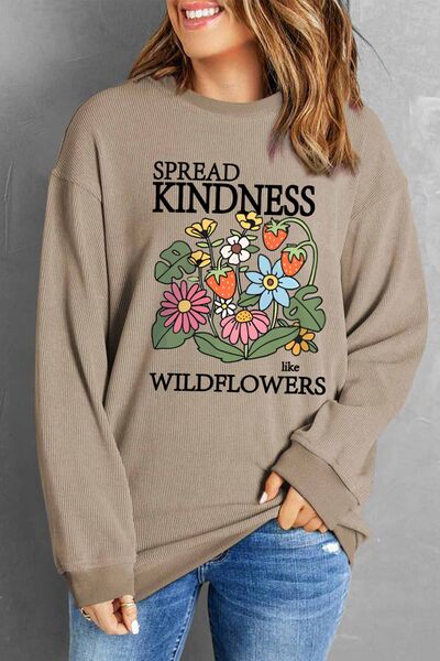 swvws SPREAD KINDNESS LIKE WILDFLOWERS Round Neck Sweatshirt