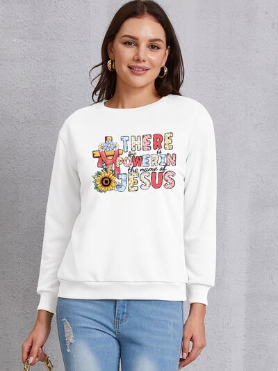 swvws THERE IS POWER IN THE NAME OF JESUS Round Neck Sweatshirt