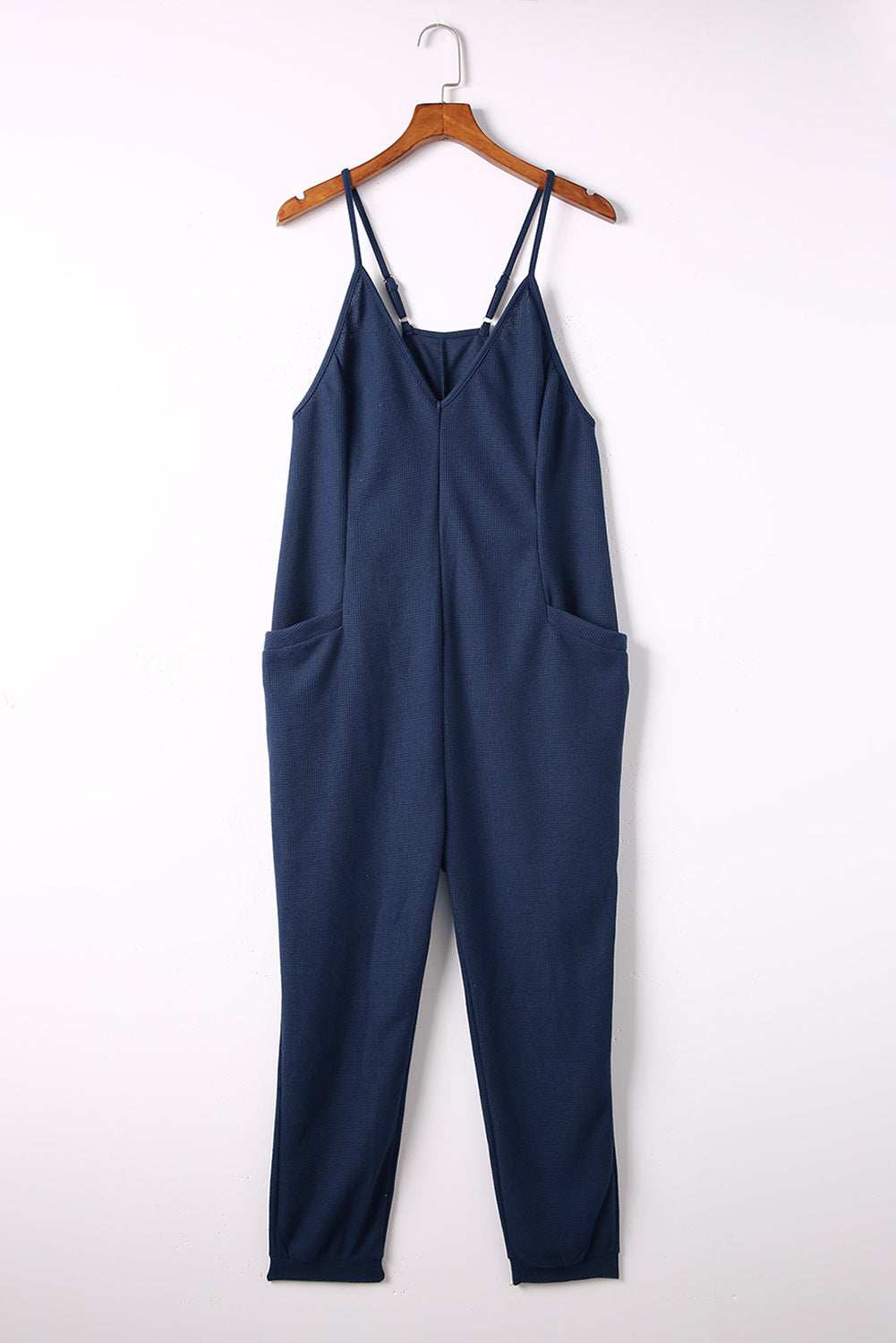 swvws Spaghetti Strap Deep V Jumpsuit with Pockets