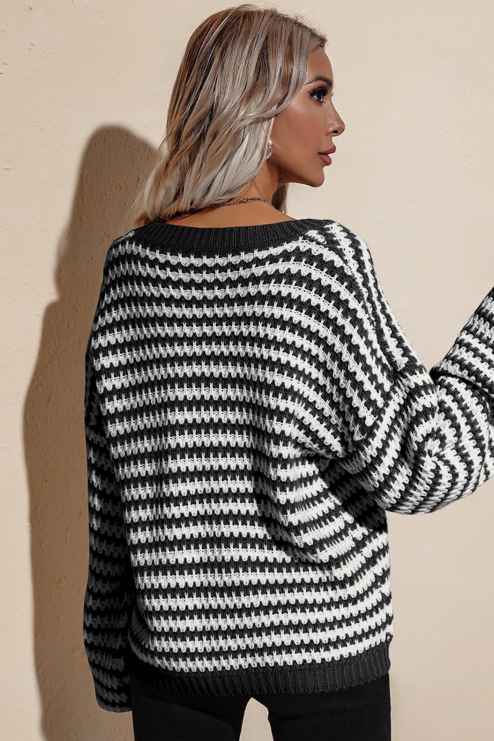 swvws Striped Dropped Shoulder Sweater