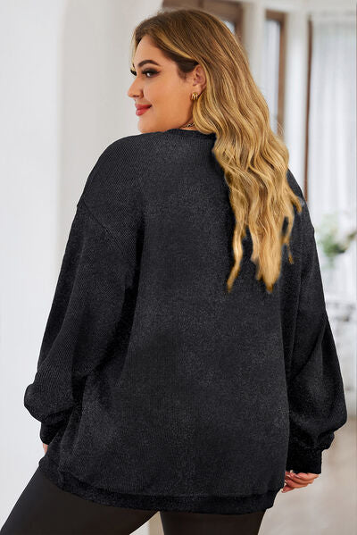 swvws Plus Size Lucky Clover Dropped Shoulder Sweatshirt