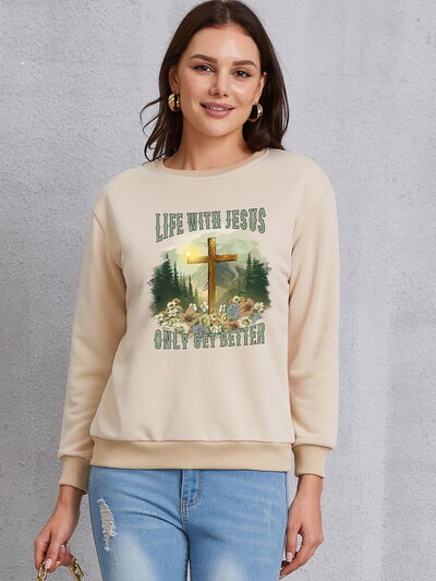 swvws Graphic Round Neck Dropped Shoulder Sweatshirt