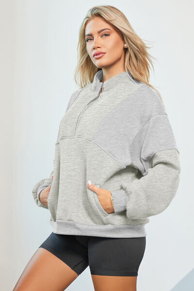 swvws Half Zip Dropped Shoulder Sweatshirt