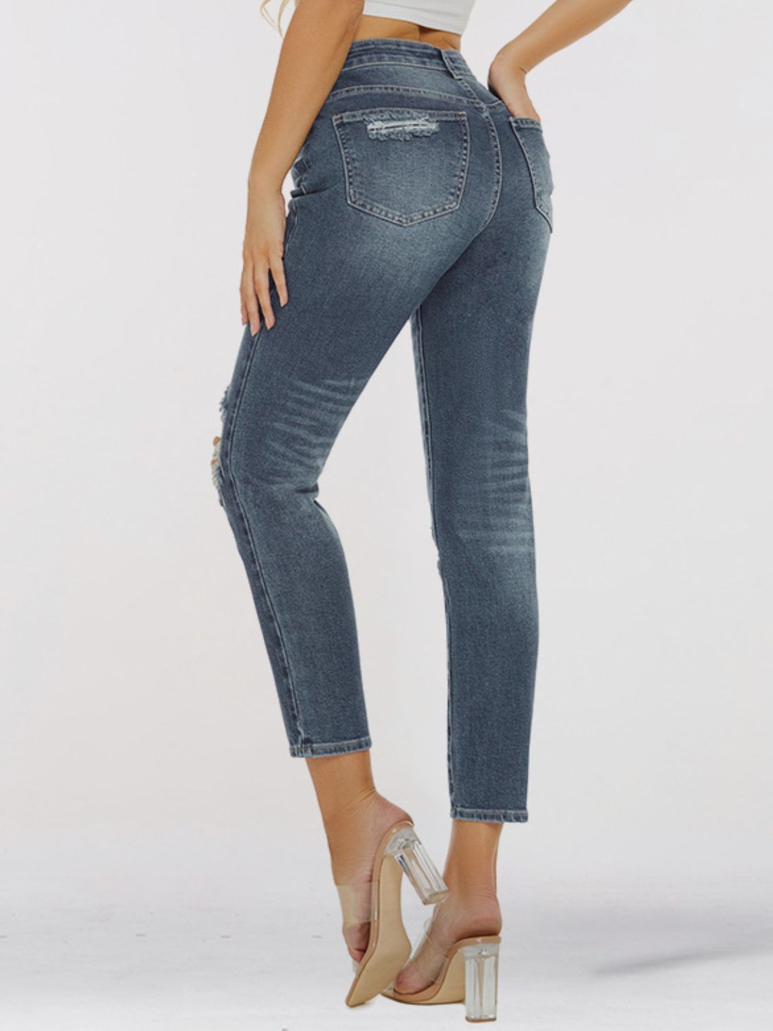 swvws Distressed Skinny Cropped Jeans