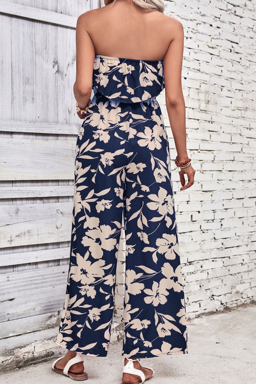 swvws Floral Strapless Wide Leg Jumpsuit