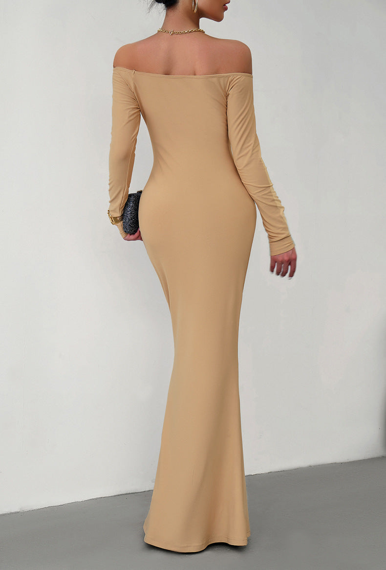 swvws Off-Shoulder Long Sleeve Maxi Dress