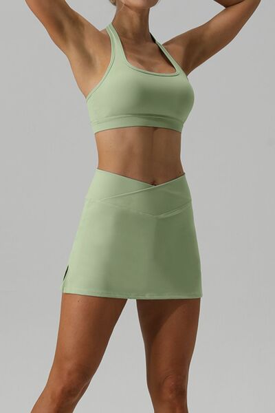 swvws Halter Neck Tank and Slit Skirt Active Set