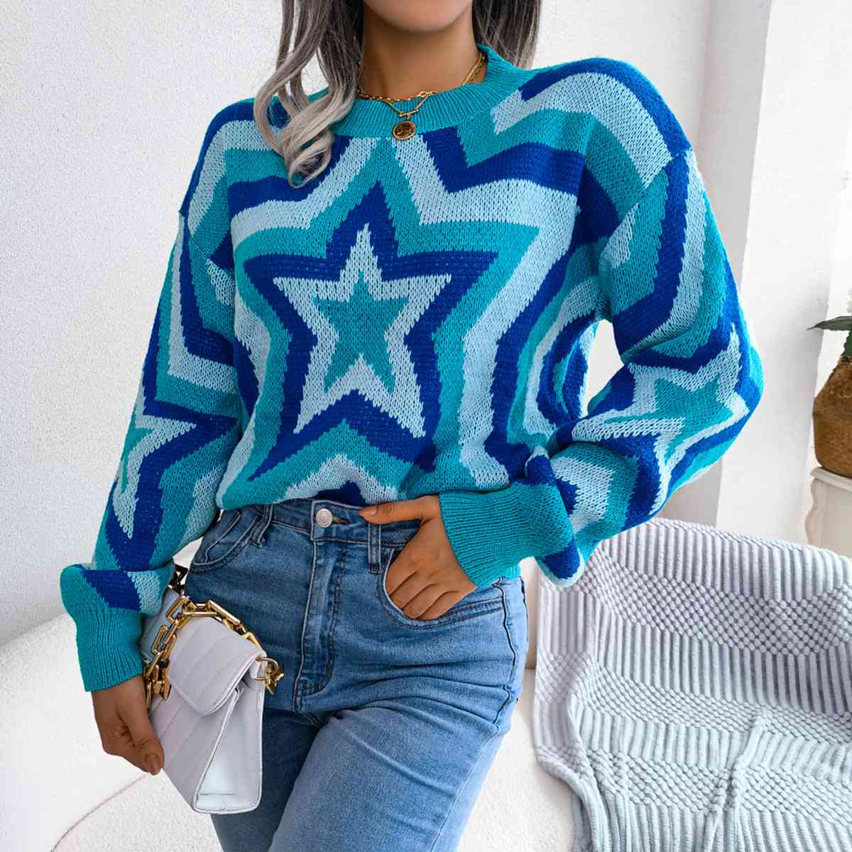 swvws Star Round Neck Sweater