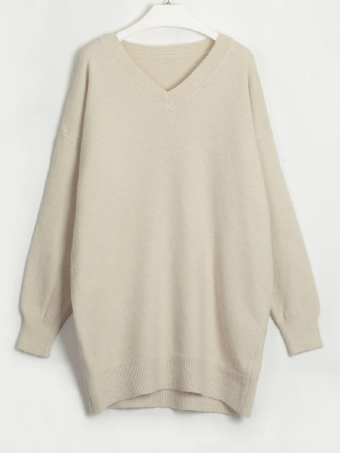 swvws V-Neck Dropped Shoulder Sweater Dress