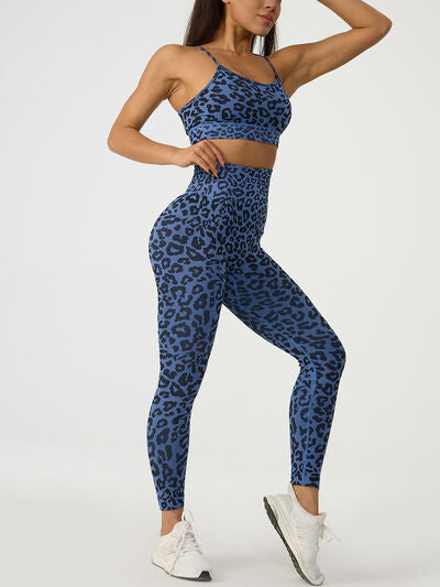 swvws Leopard Crisscross Top and Leggings Active Set