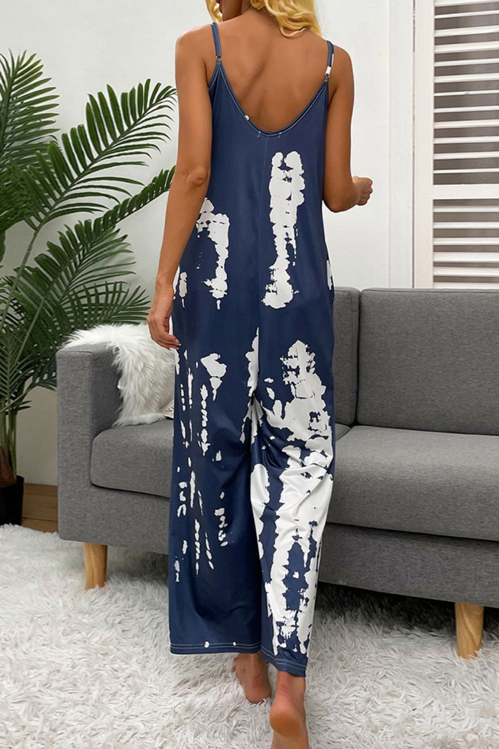 swvws Tie-Dye Spaghetti Strap Jumpsuit with Pockets