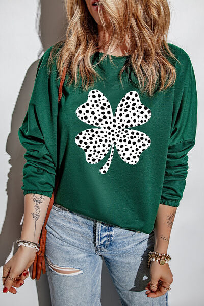 swvws Lucky Clover Round Neck Blouse