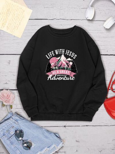 swvws LIFE WITH JESUS IS A GREAT ADVENTURE Round Neck Sweatshirt