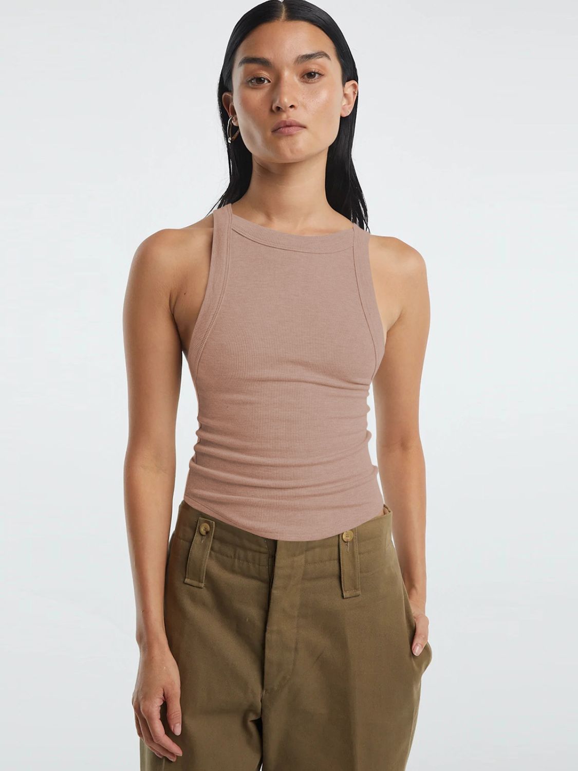 swvws Halter Neck Ribbed Cropped Top