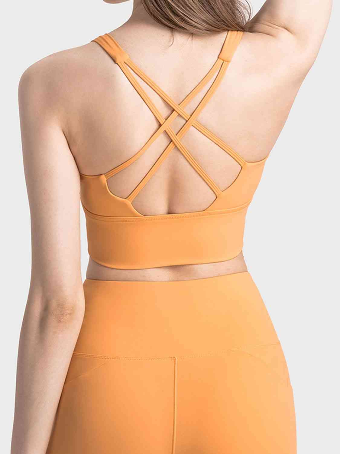 swvws Scoop Neck Crisscross Straps Sports Bra