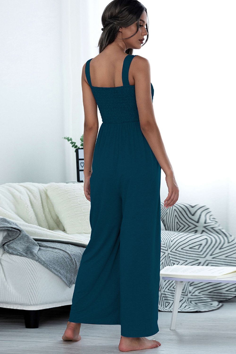 swvws Square Neck Sleeveless Pocket Jumpsuit