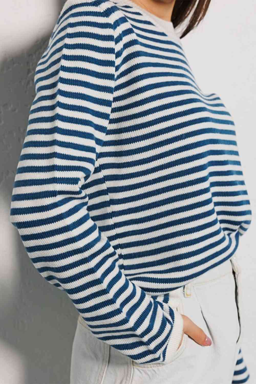 swvws Striped Round Neck Long Sleeve Sweater