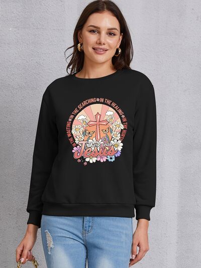 swvws Cross Graphic Round Neck Sweatshirt