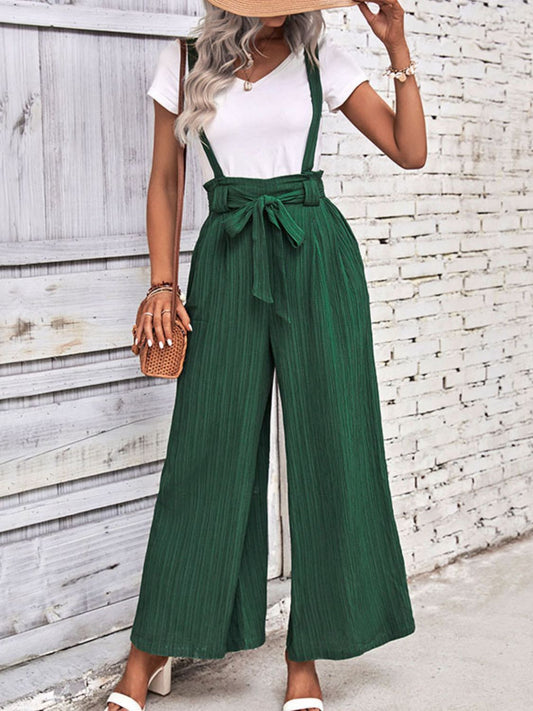 swvws Tie Belt Wide Leg Overalls