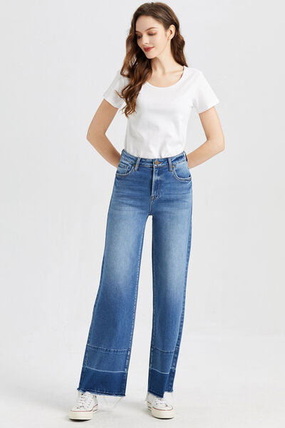 swvws BAYEAS Full Size High Waist Cat's Whisker Wide Leg Jeans