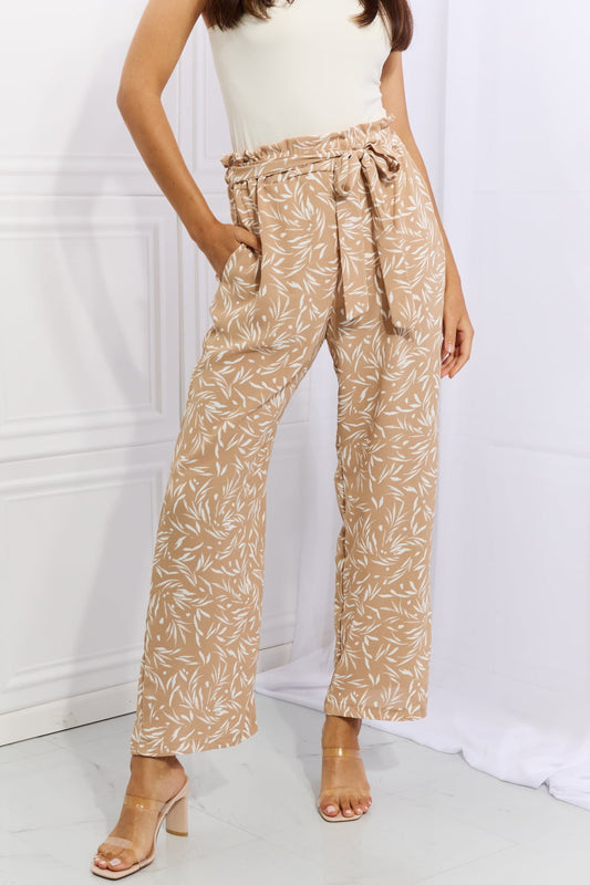 swvws Heimish Right Angle Full Size Geometric Printed Pants in Tan