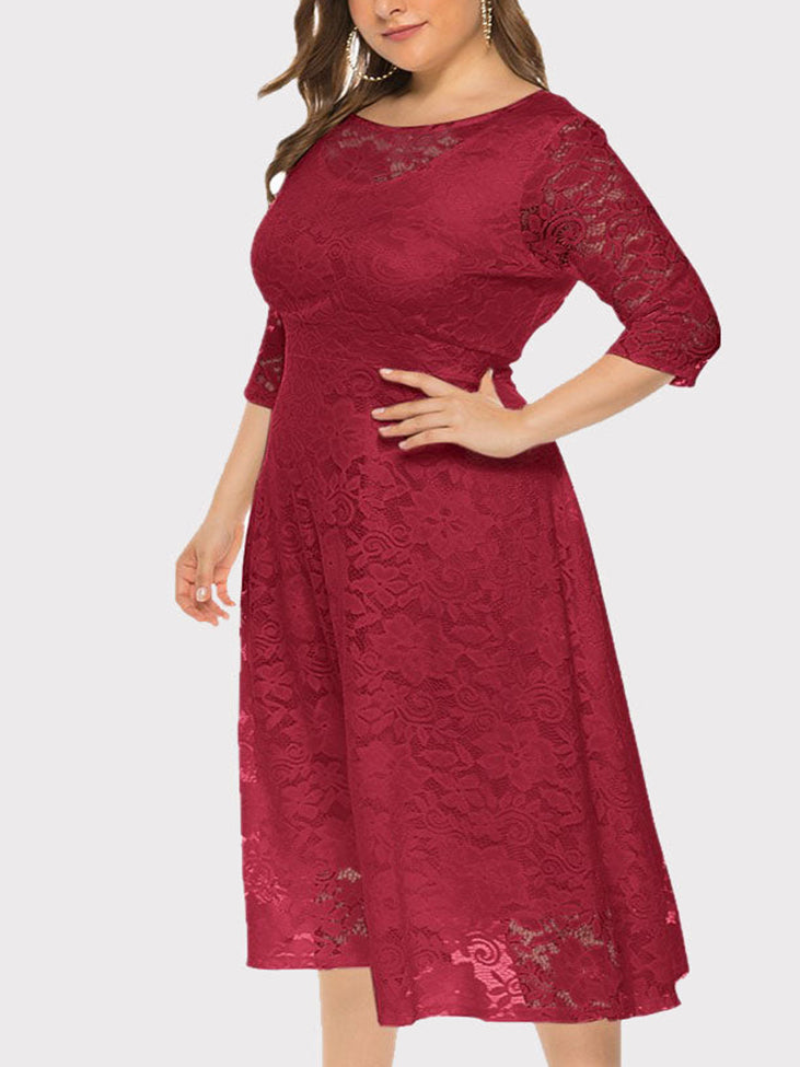 Sixsr Lace Evening A-Line Dress