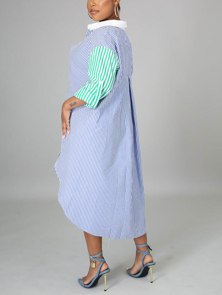 Sixsr Striped Shirt Dress