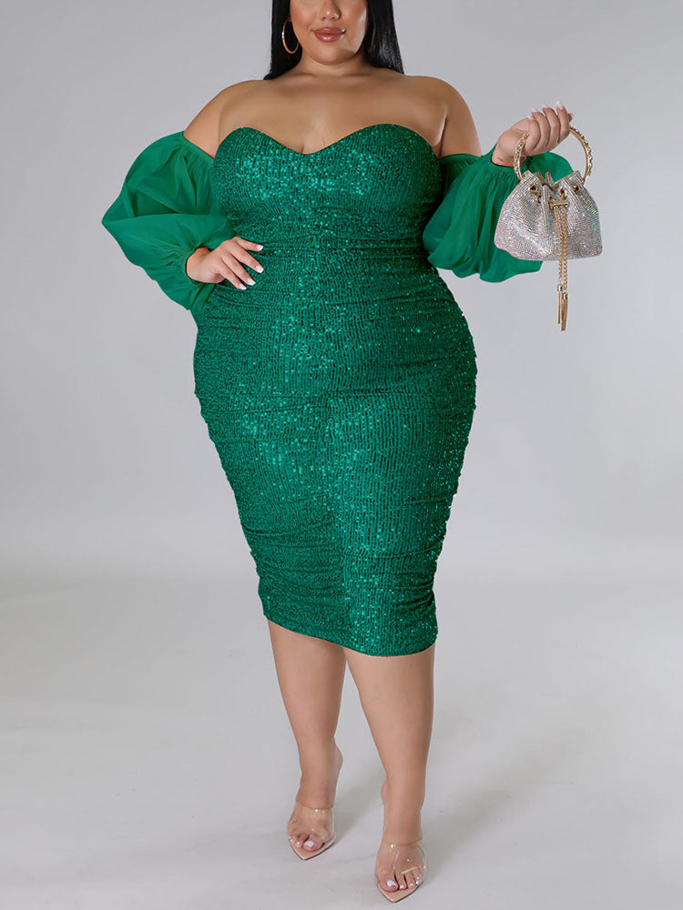 Sixsr Sequin Tube Midi Holiday Dress