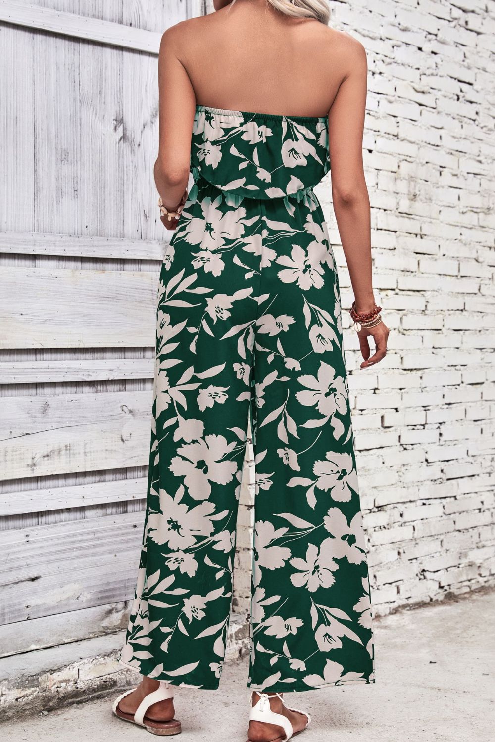 swvws Floral Strapless Wide Leg Jumpsuit