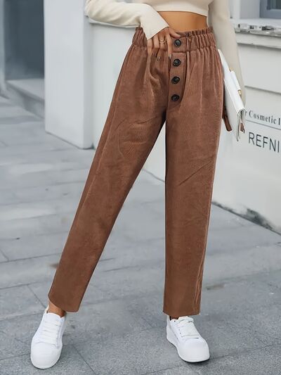 swvws Decorative Button High Waist Pants