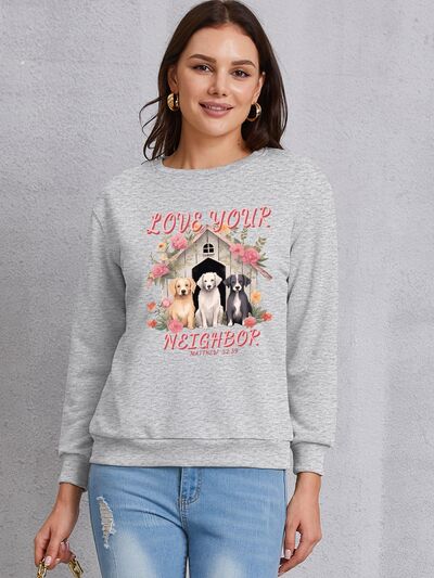 swvws LOVE YOUR NEIGHBOR Round Neck Sweatshirt