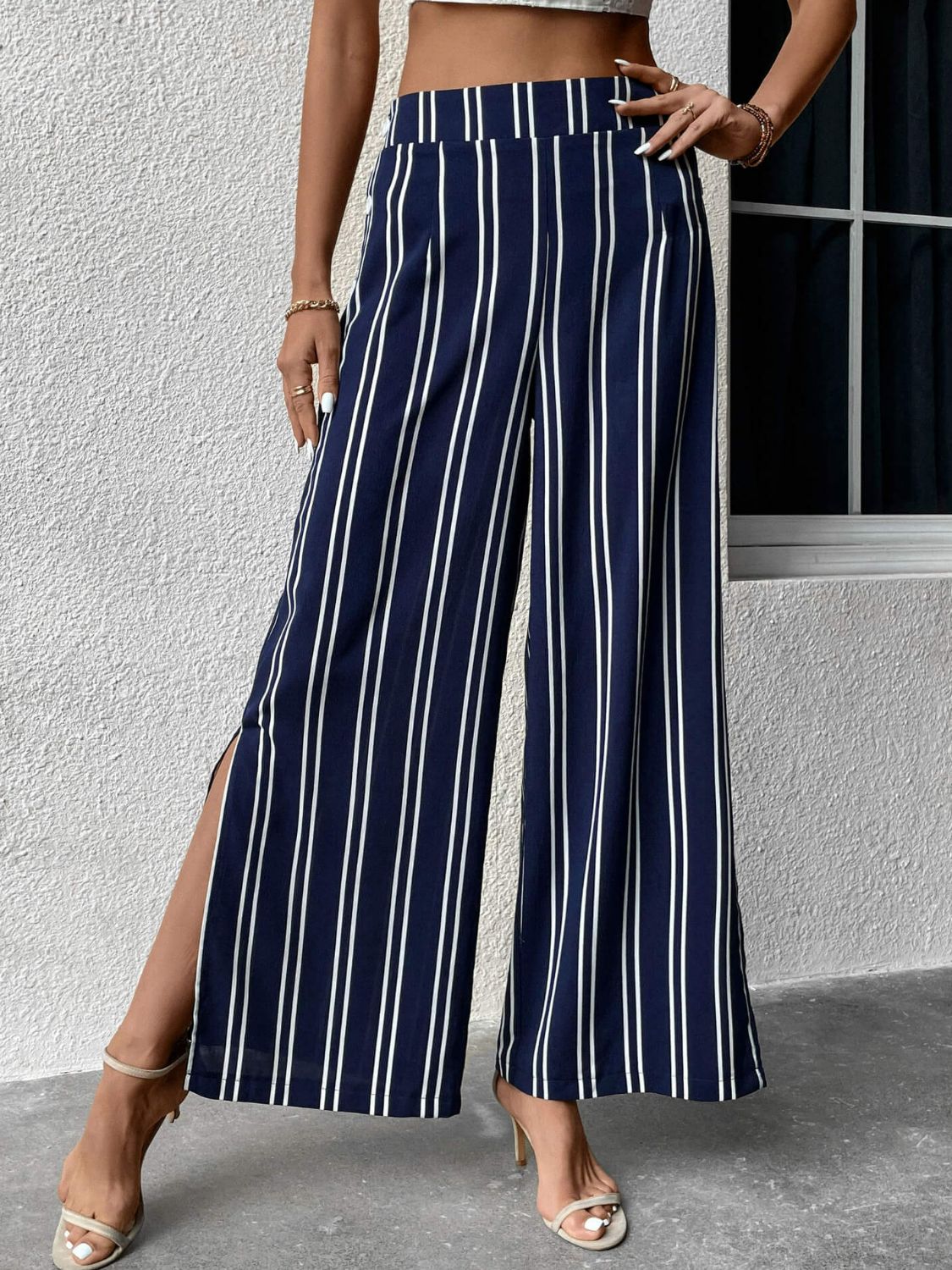 swvws Striped Slit Wide Leg Pants