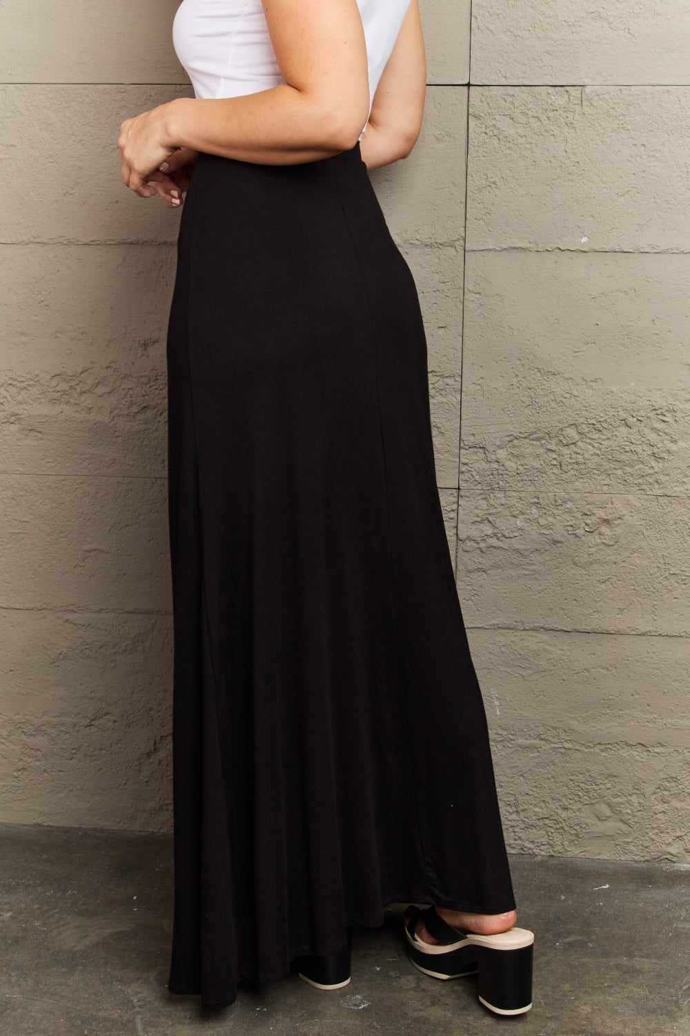 themeisles Culture Code For The Day Full Size Flare Maxi Skirt in Black