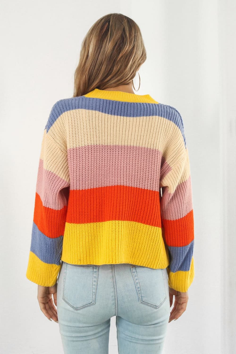 swvws Color Block Button-Down Dropped Shoulder Cardigan