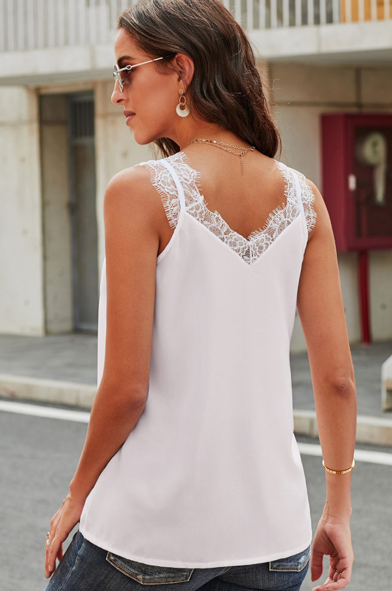 swvws V-Neck Lace Tank Top