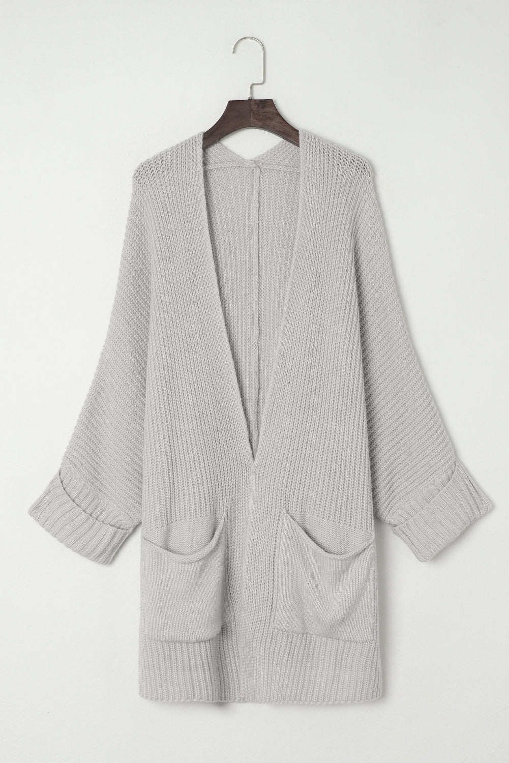 swvws Waffle-Knit Long Sleeve Cardigan with Pocket