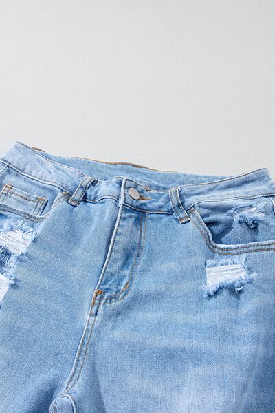 swvws Distressed Raw Hem Jeans with Pockets